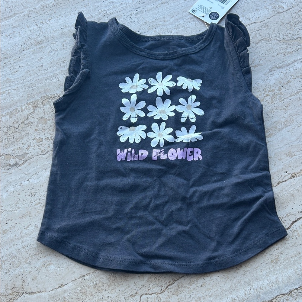 NEW 🆕 Wild Flower Kids Sleeveless Top - Dark Grey 2T